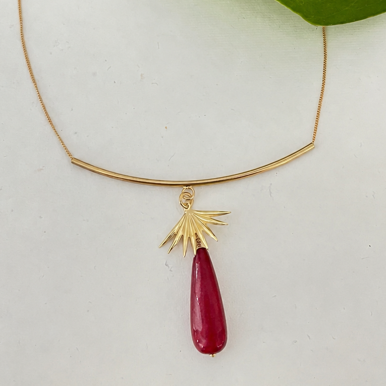 Wild Foliage Bar & Stone Necklace