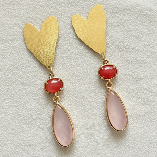 Two Pink Heart Earrings
