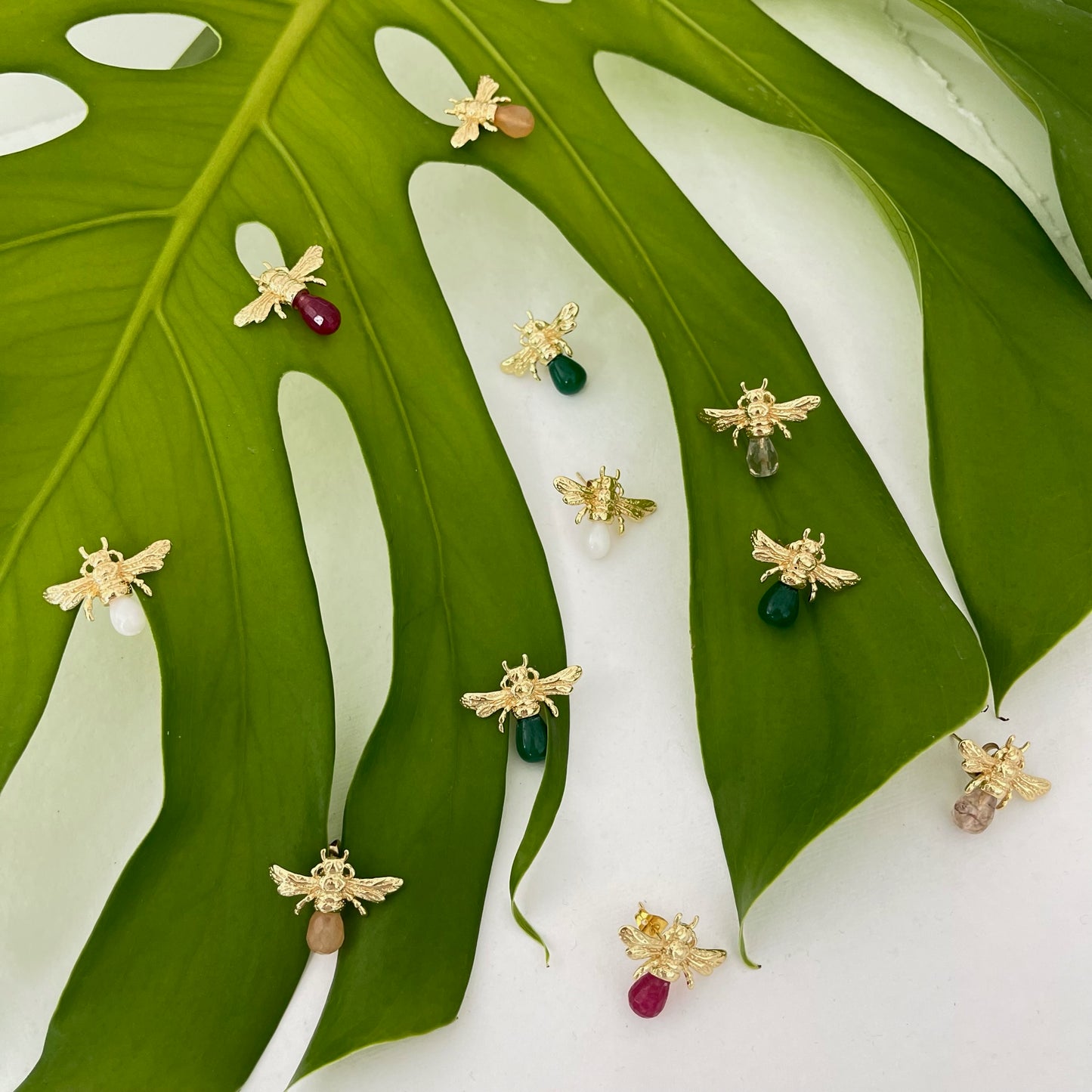 Bee Queen Earrings - White