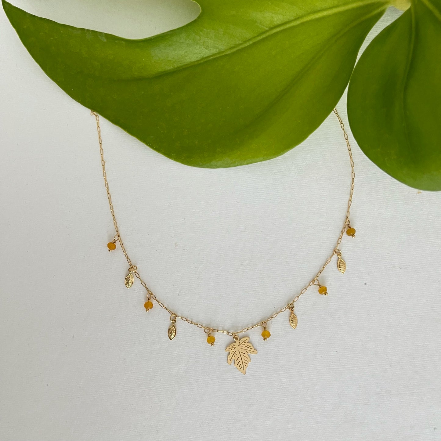 Leaf Necklace - Yellow