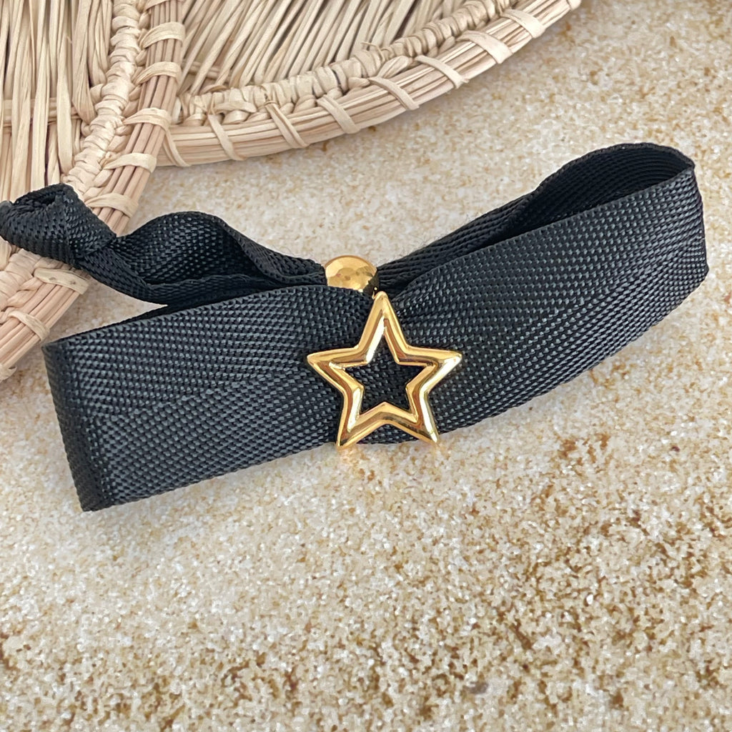 Black Star Ribbon Bracelet