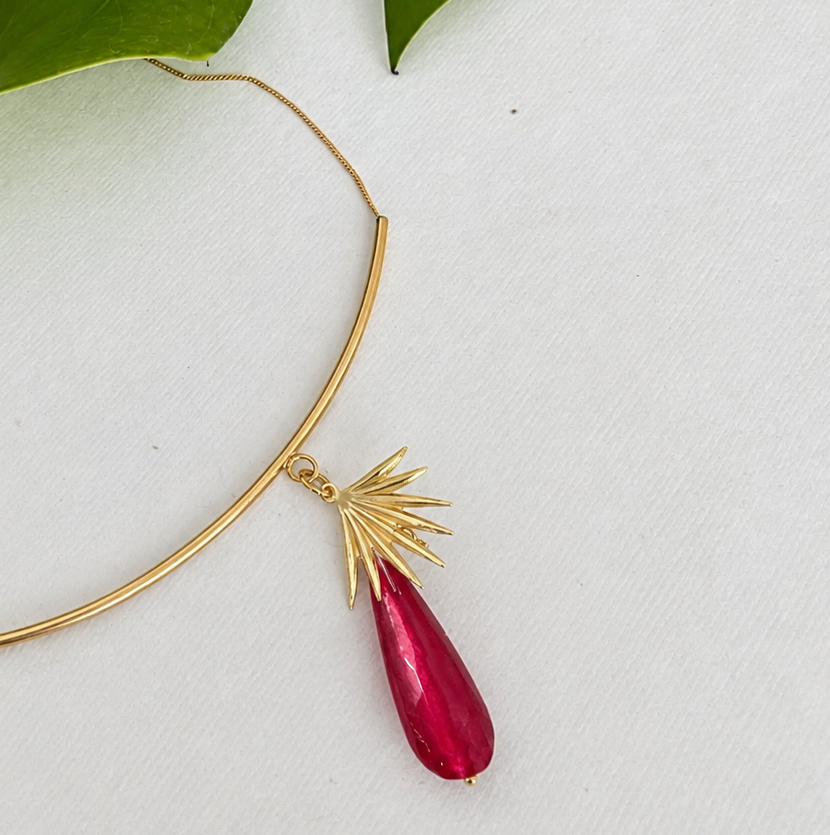 Wild Foliage Bar & Stone Necklace