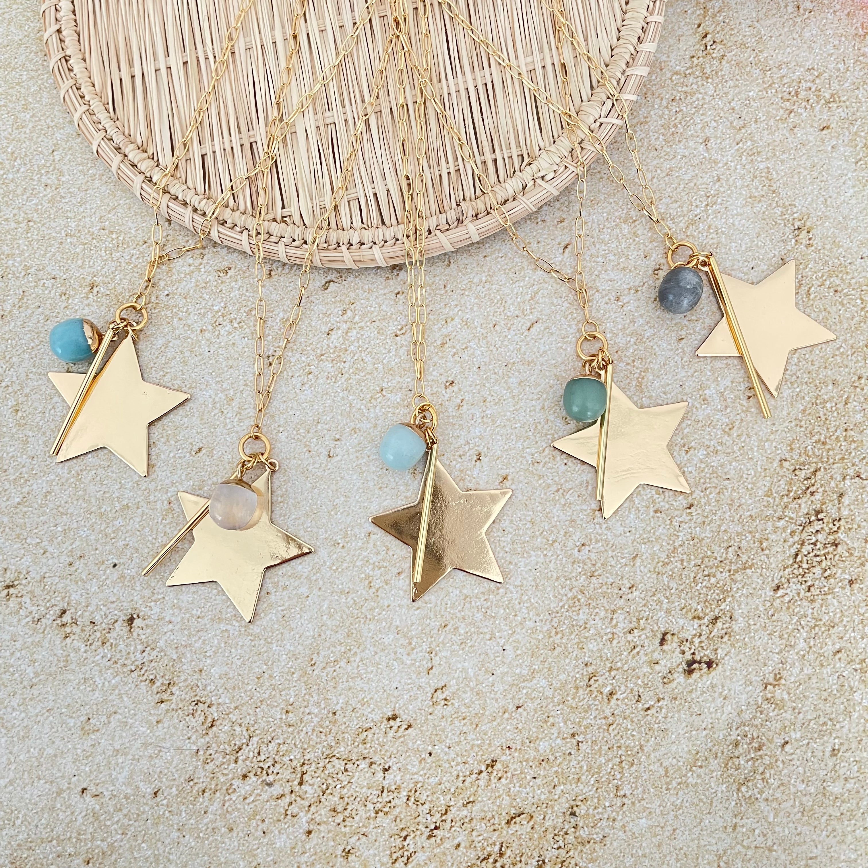 Star, Sphere & Bar Pendat Necklace