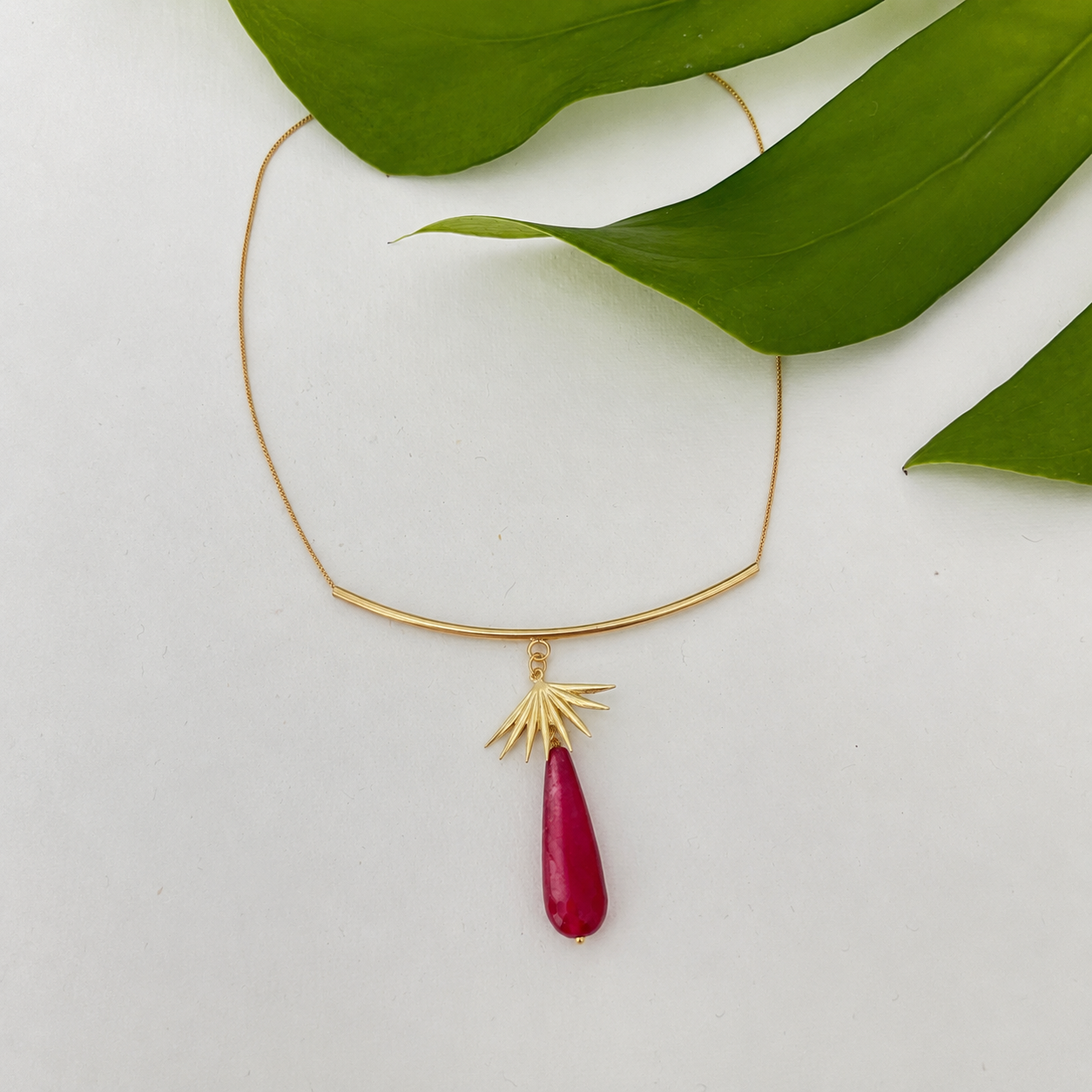 Wild Foliage Bar & Stone Necklace
