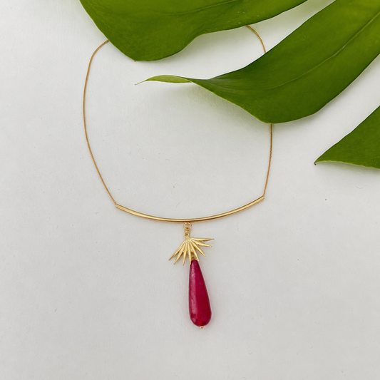 Wild Foliage Bar & Stone Necklace