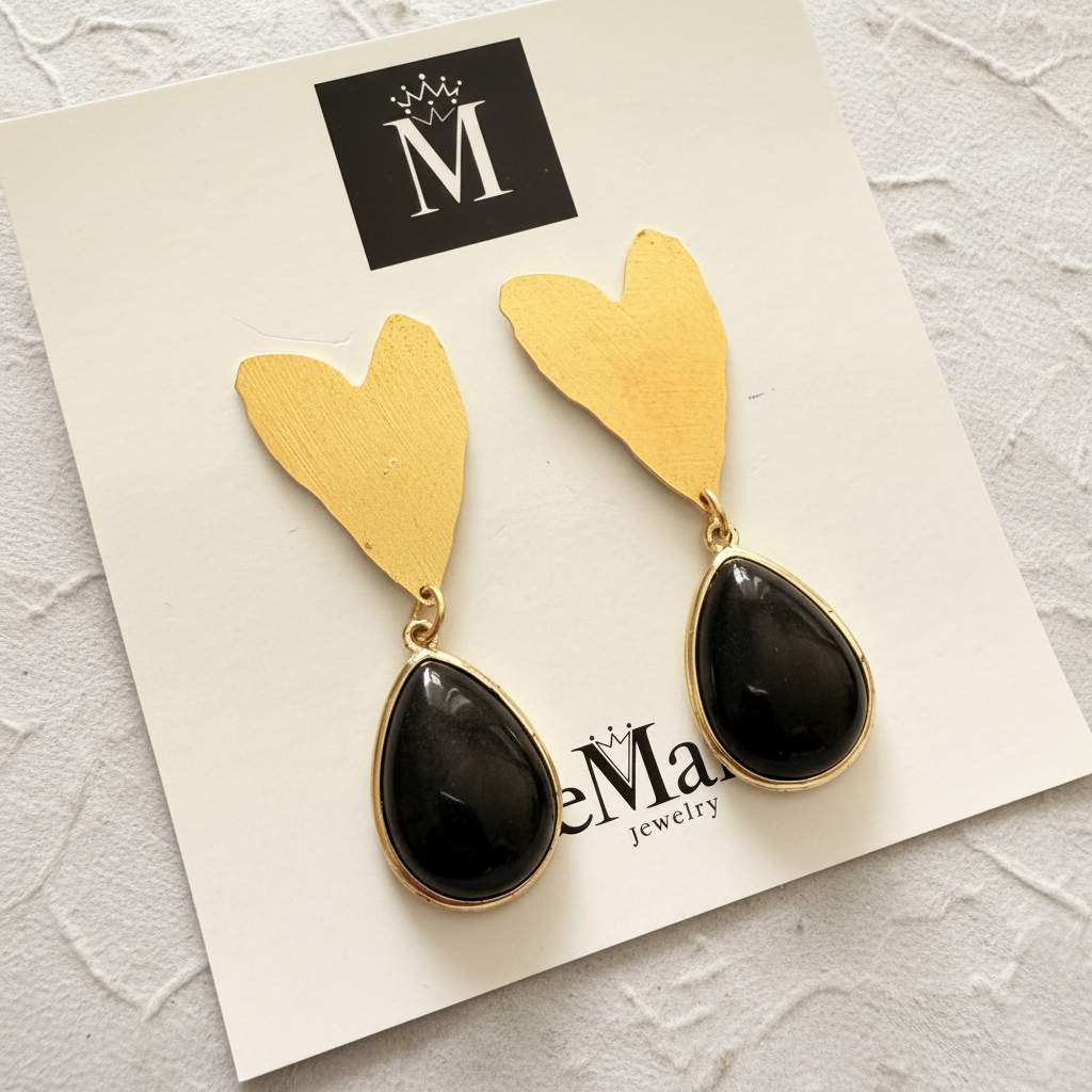 Black Heart Earrings