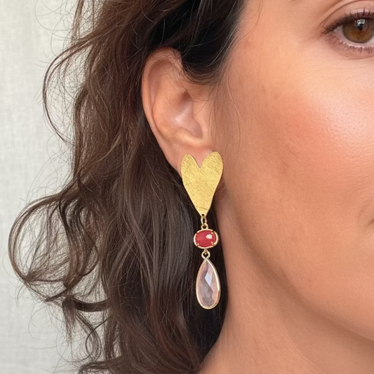Two Pink Heart Earrings