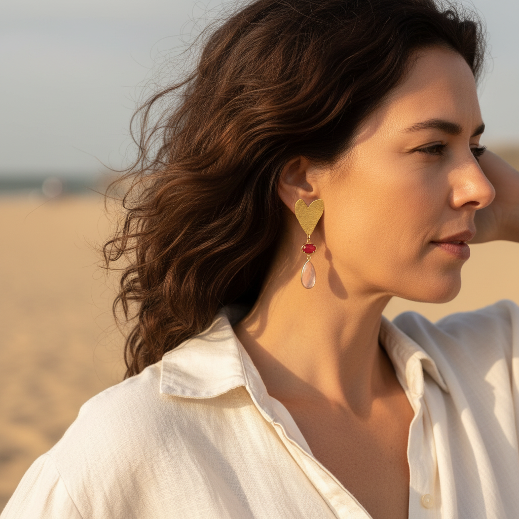 Two Pink Heart Earrings