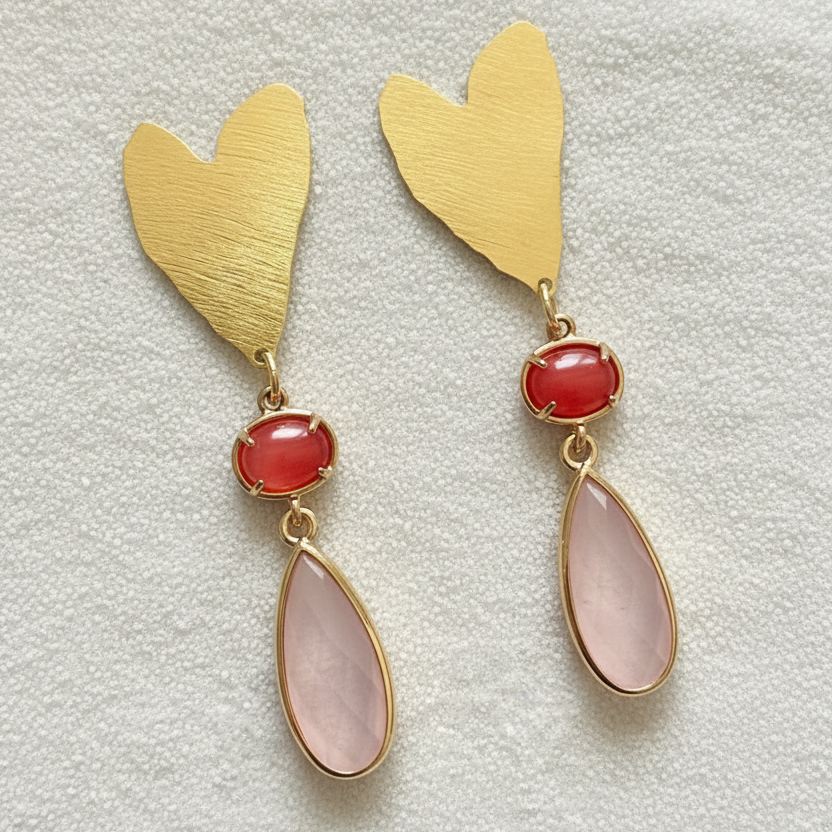 Two Pink Heart Earrings