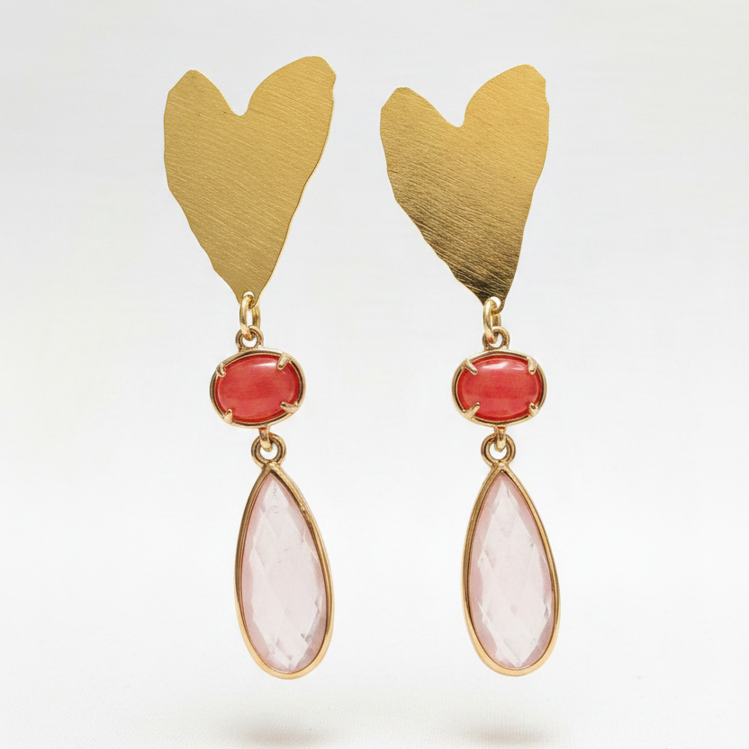 Two Pink Heart Earrings