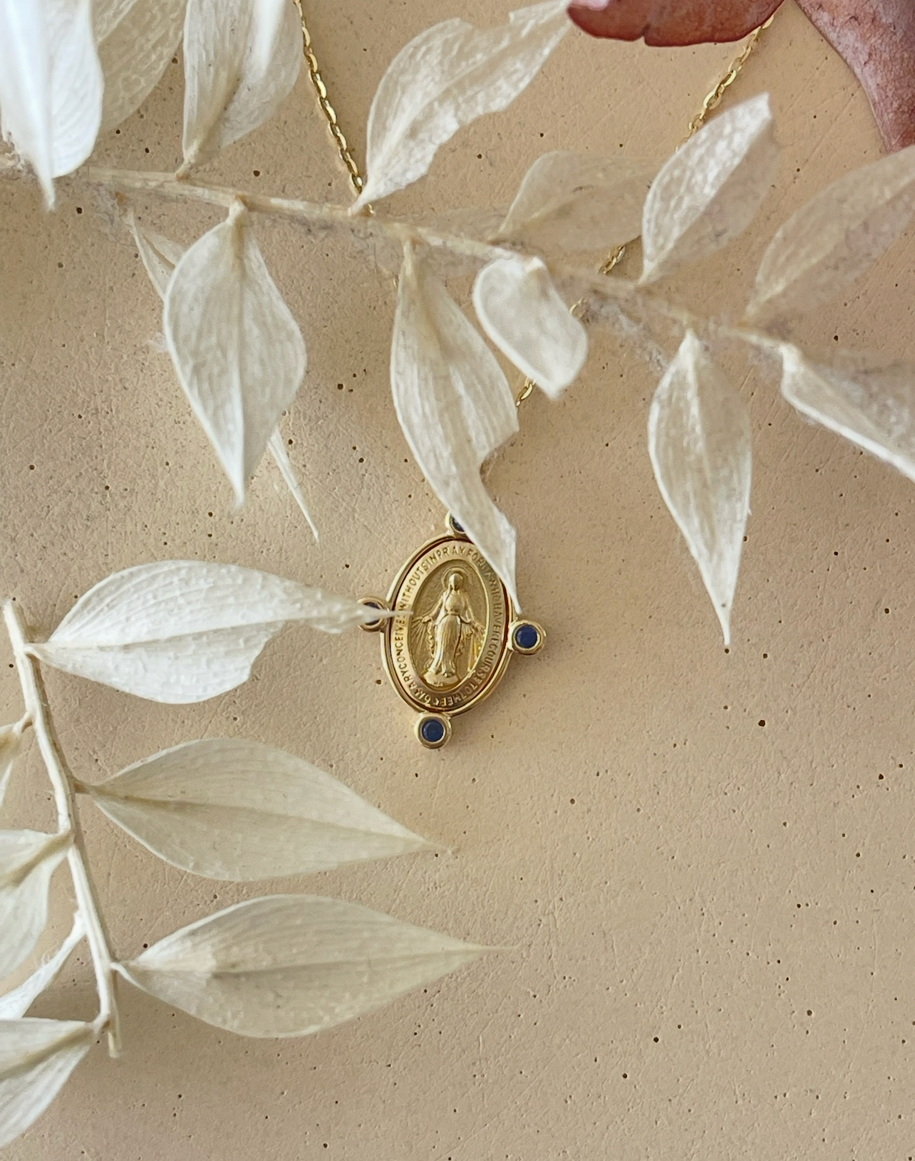 Lady of Grace Miraculous Necklace with Sapphires