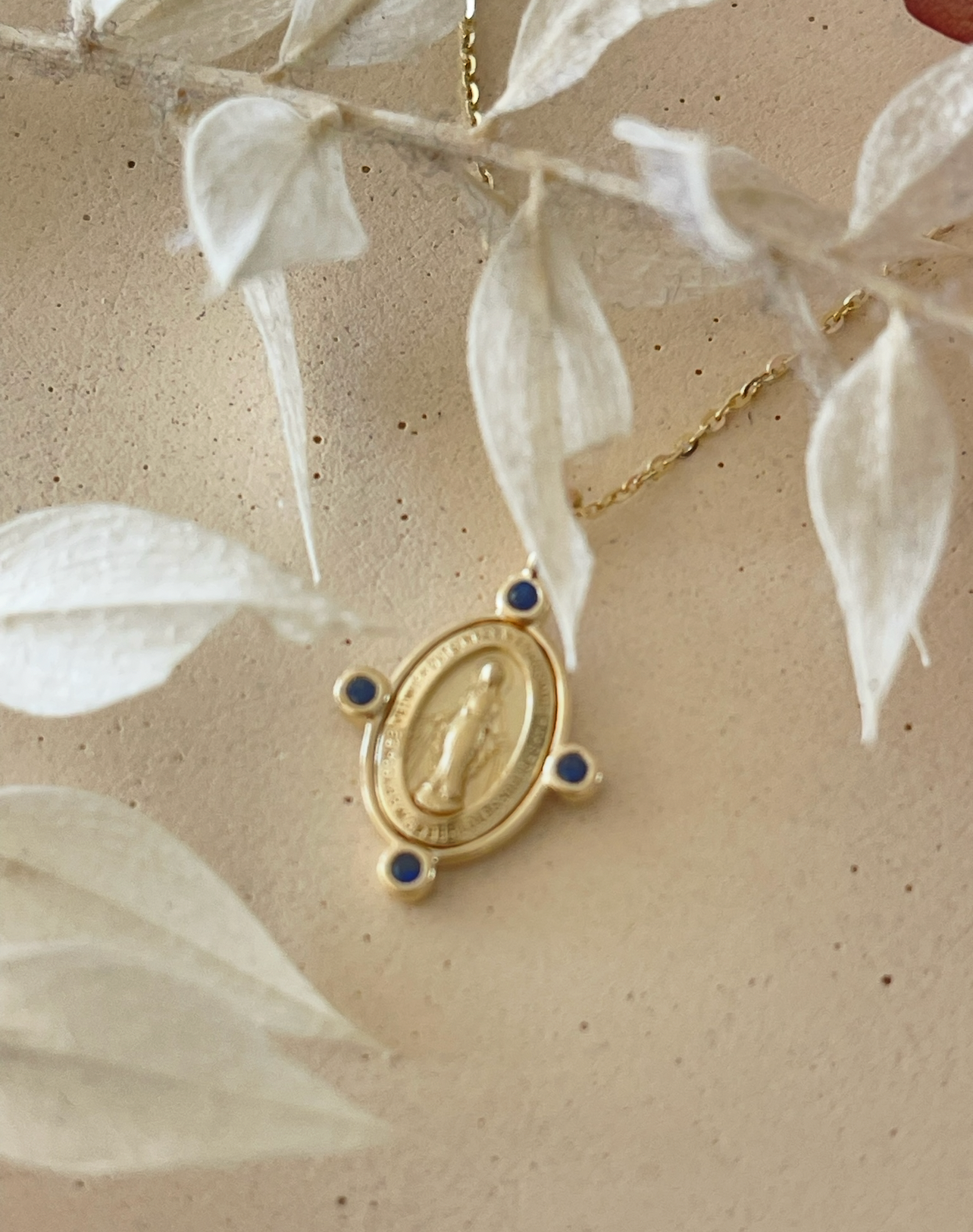 Lady of Grace Miraculous Necklace with Sapphires