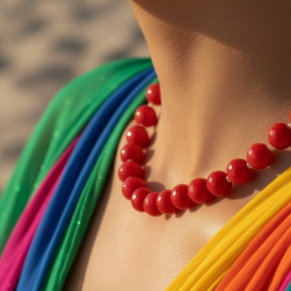 The Very Big Red Bead Stone Necklace
