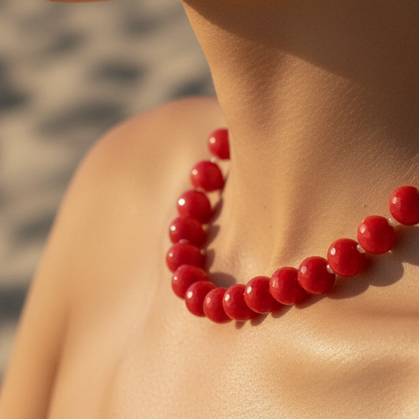 The Very Big Red Bead Stone Necklace