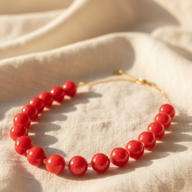 The Very Big Red Bead Stone Necklace