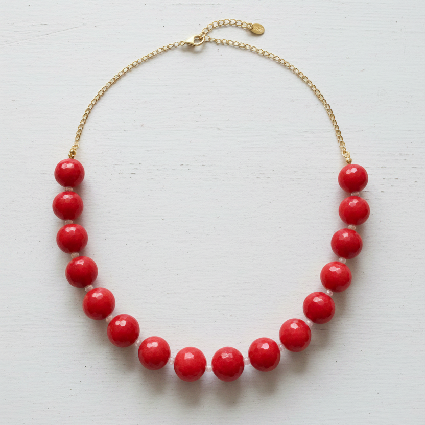 The Very Big Red Bead Stone Necklace