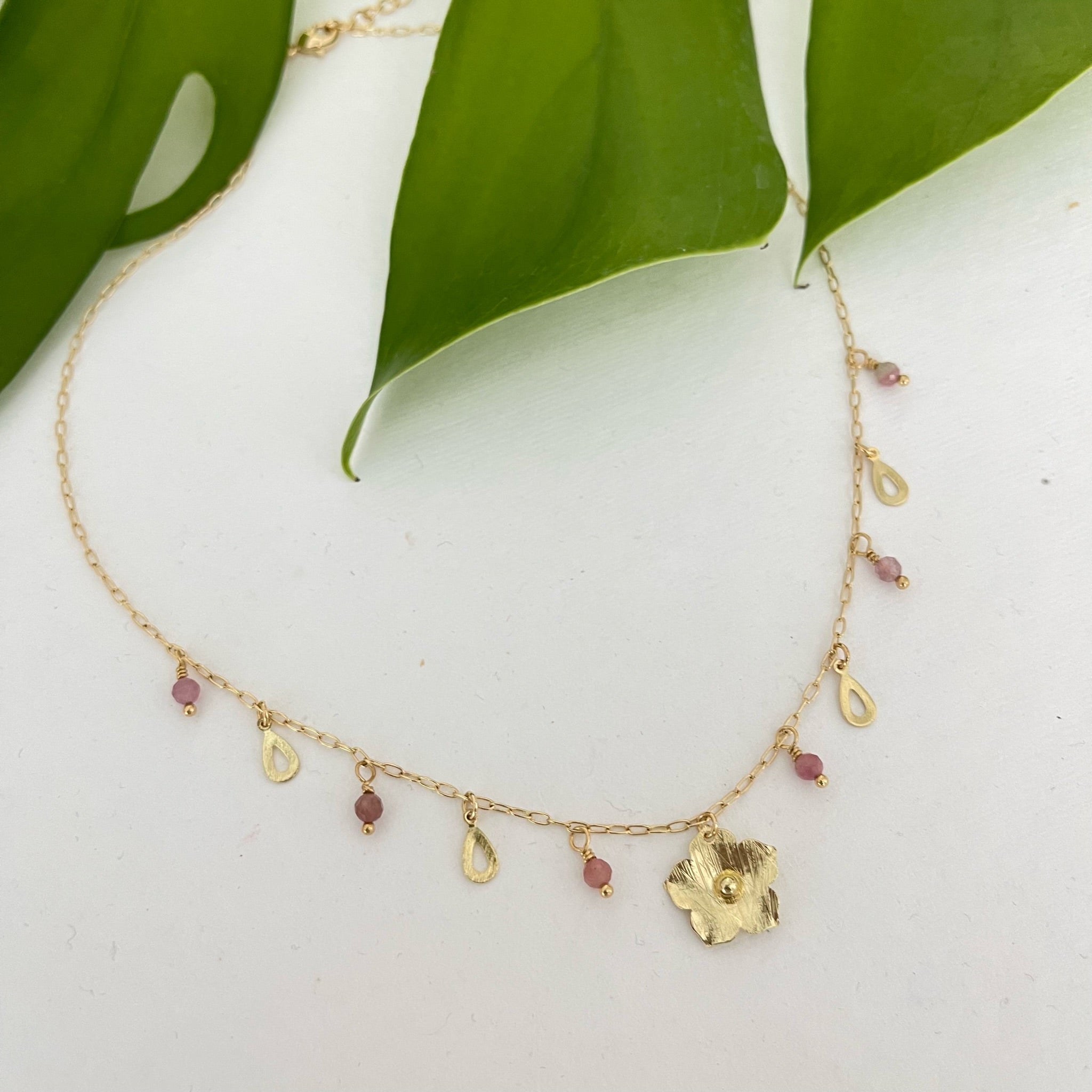 Flower Jungle Charms Necklace - Pink