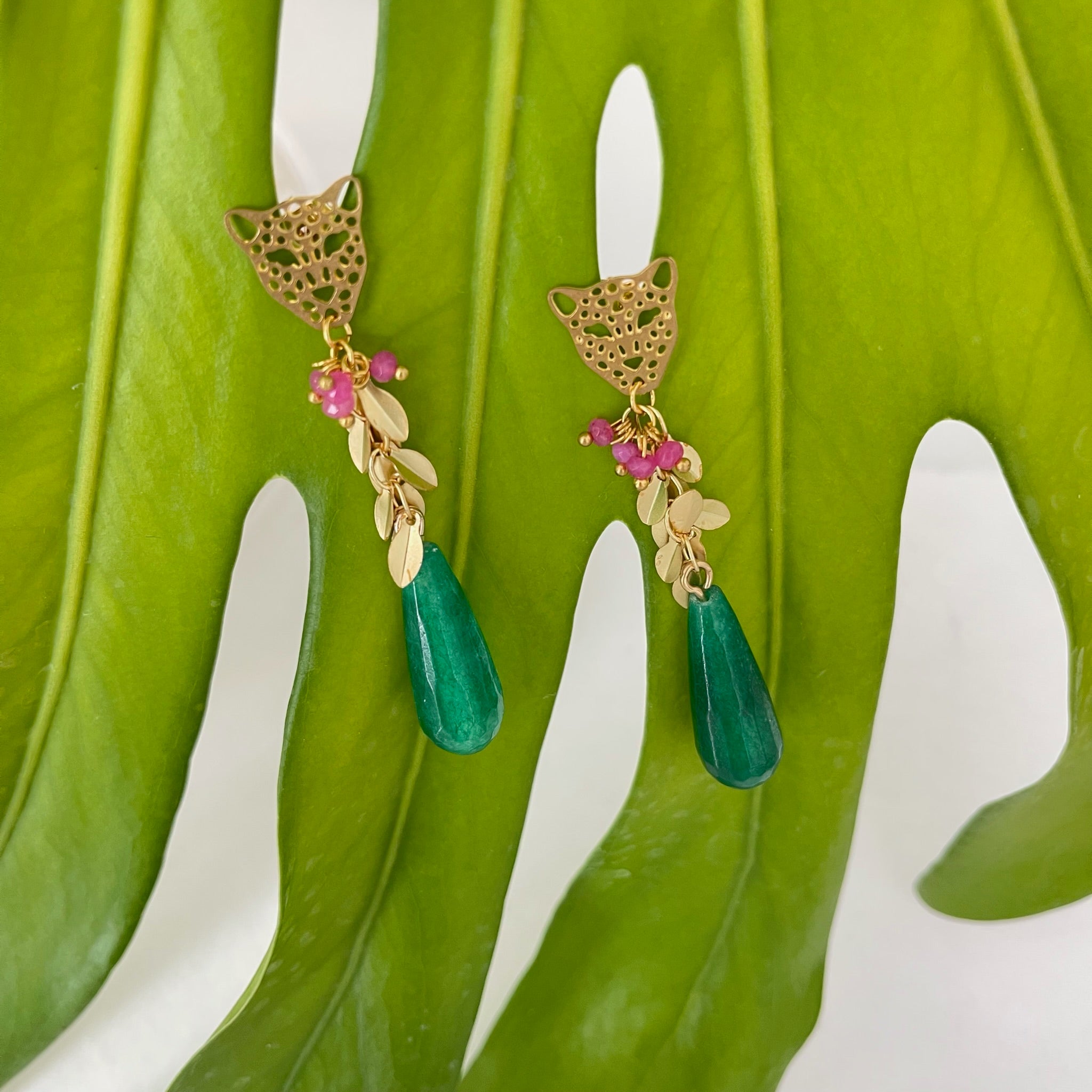 Jungle Tiger Earrings - Green