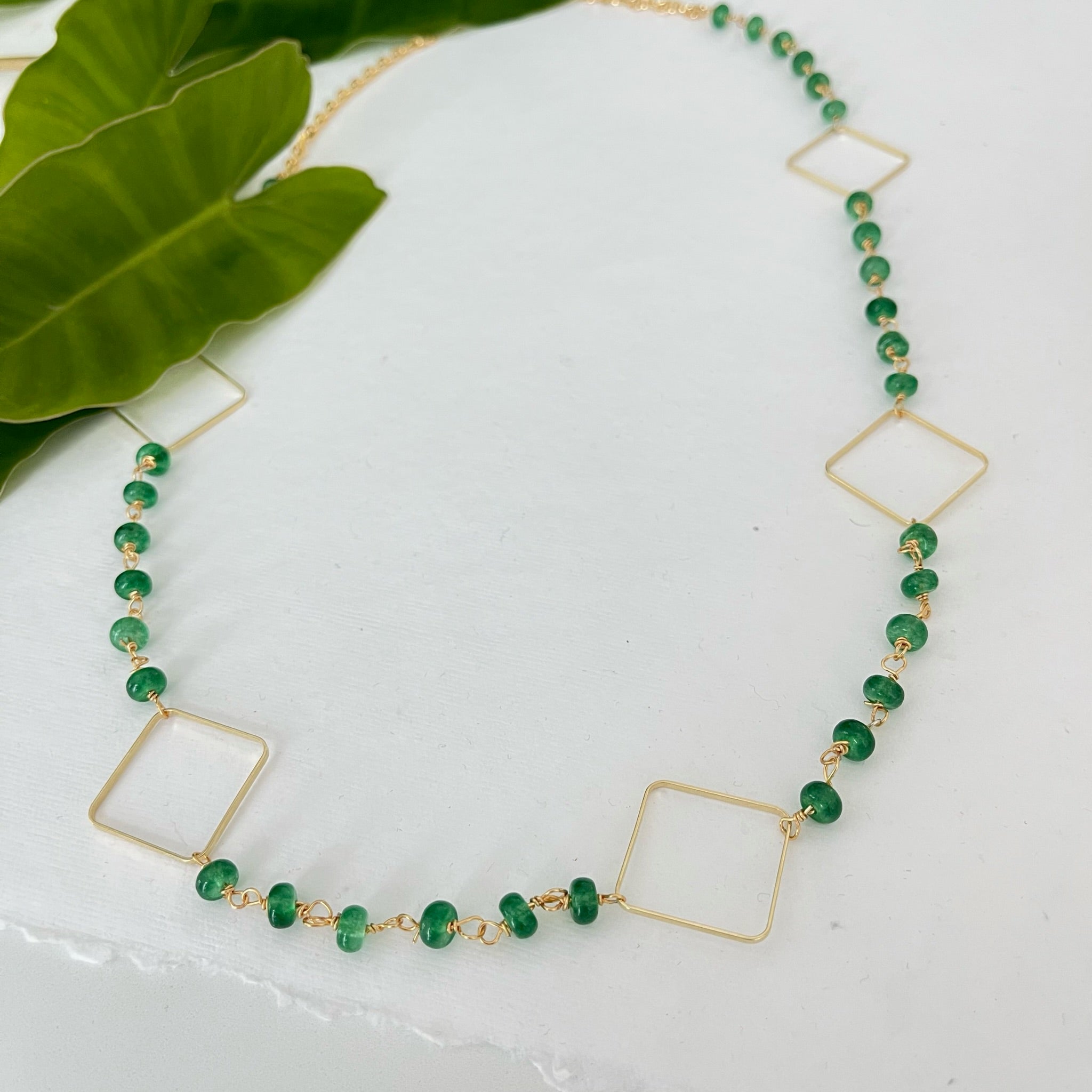 Green & Square Links Necklace