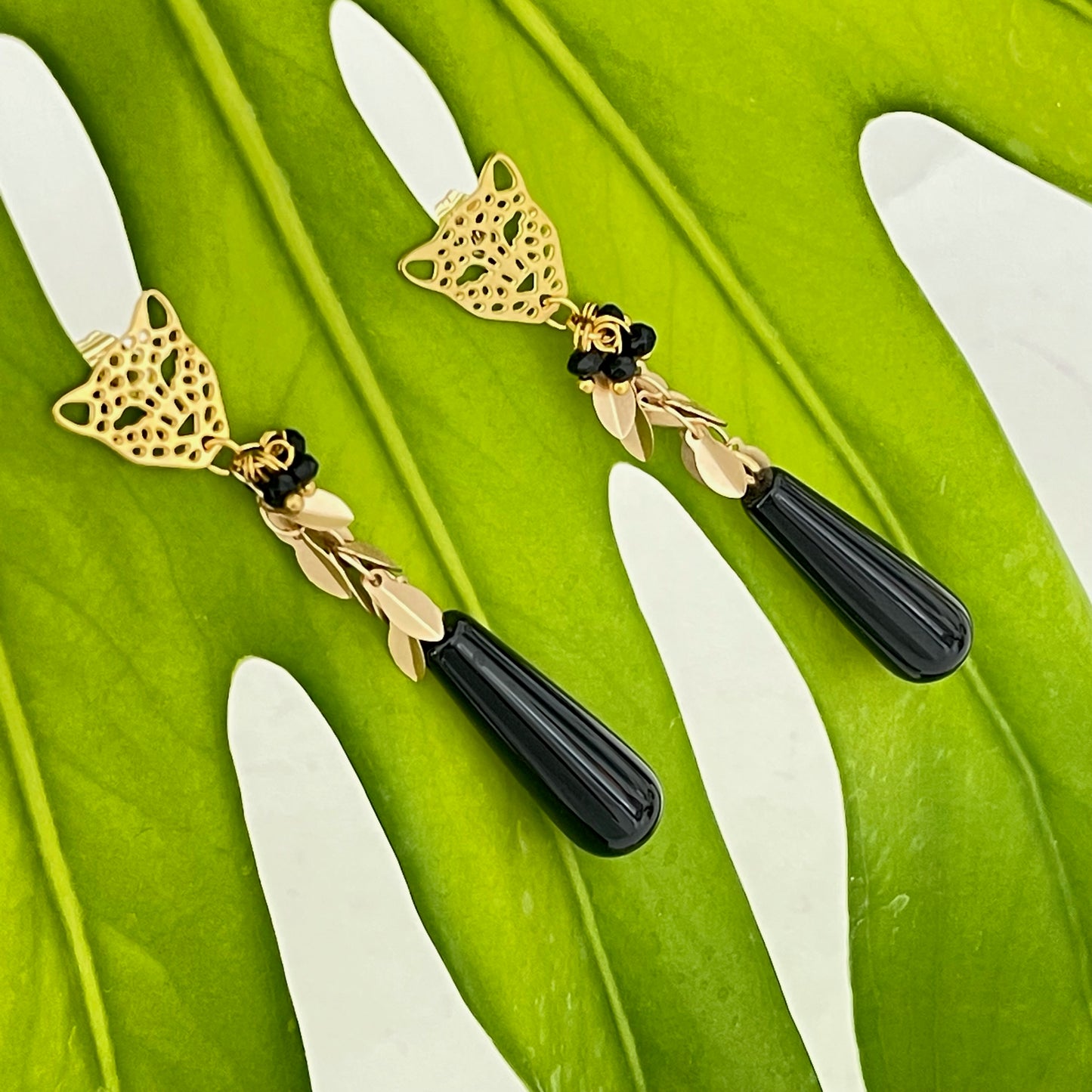 Jungle Tiger Earrings - Black