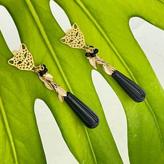 Jungle Tiger Earrings - Black