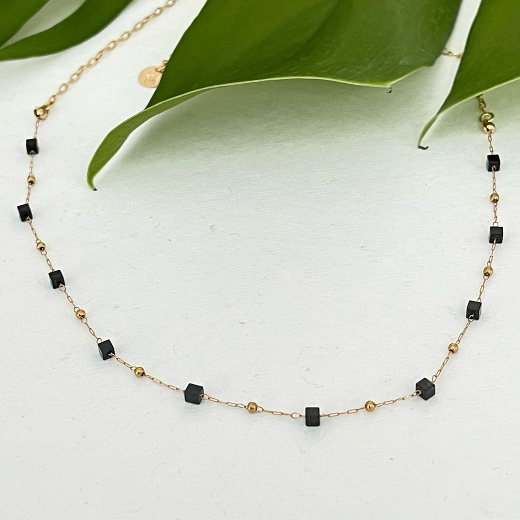 Golden Nights Black Stone Necklace