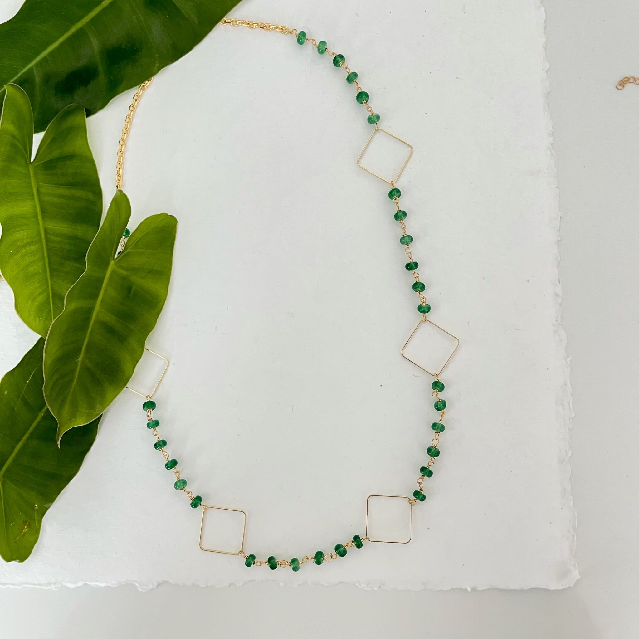 Green & Square Links Necklace