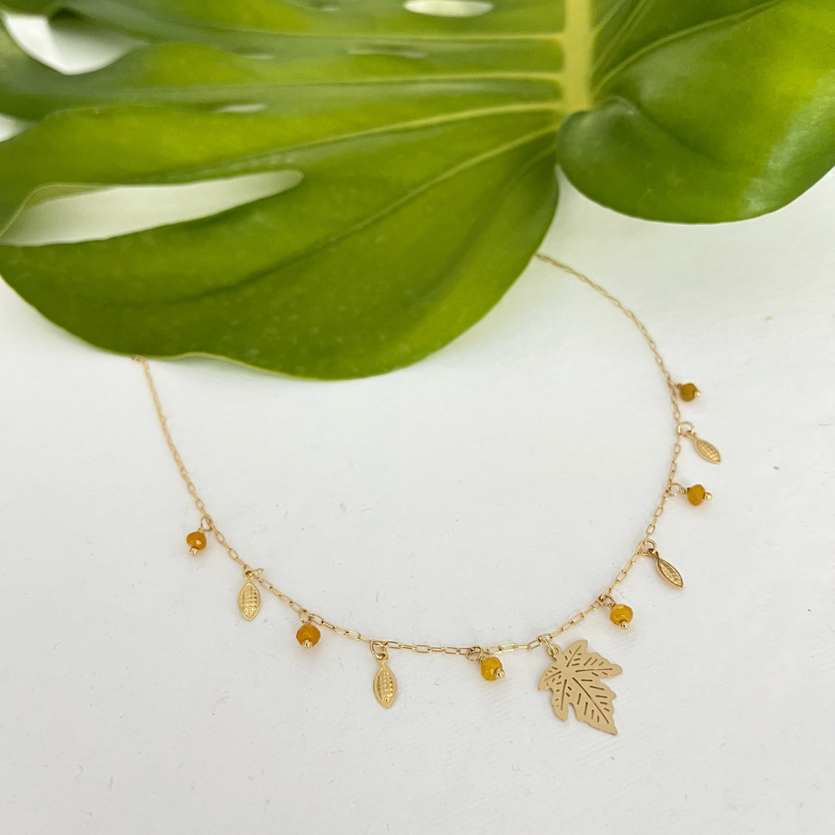 Leaf Necklace - Yellow