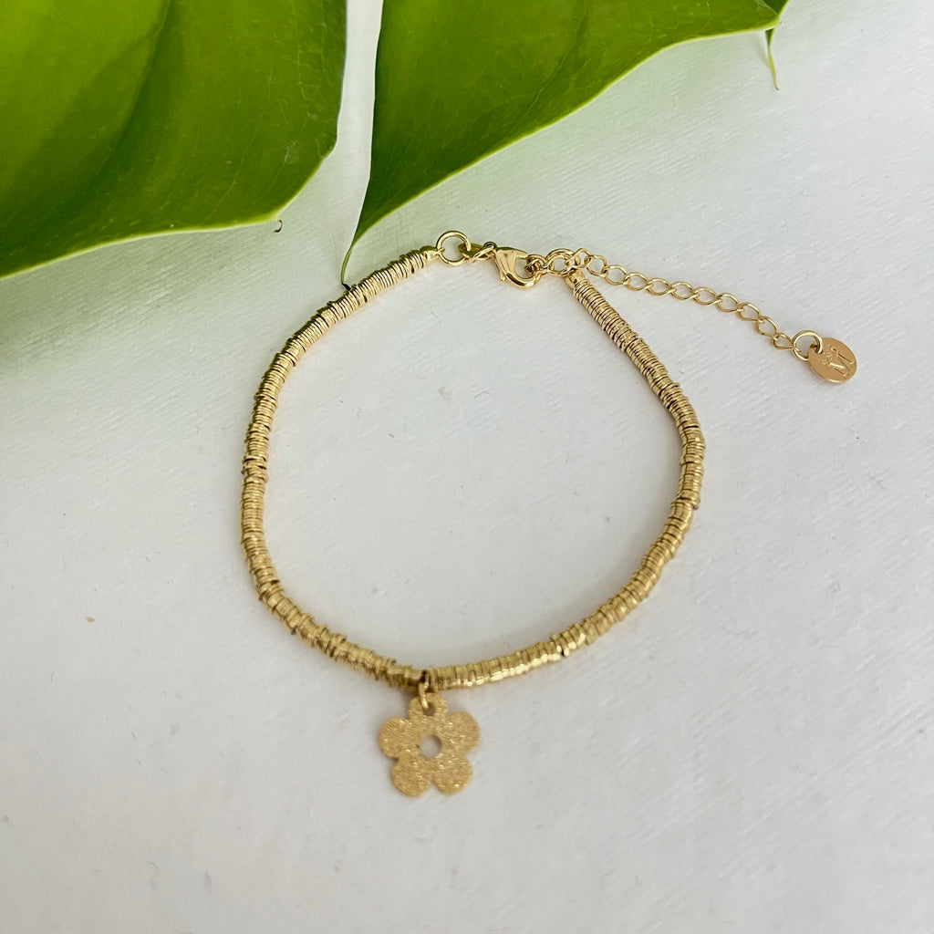 Golden Bloom Beaded Bracelet