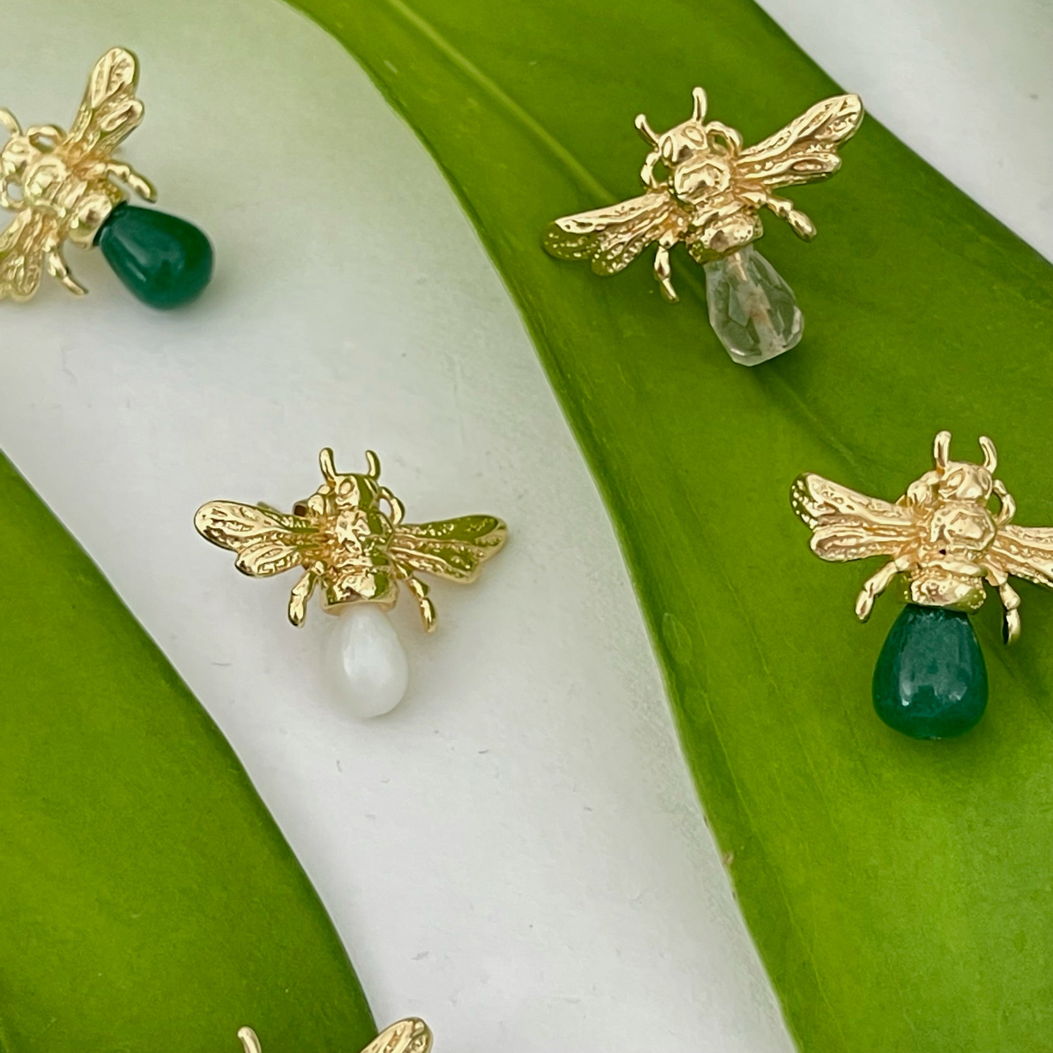 Bee Queen Earrings - Green