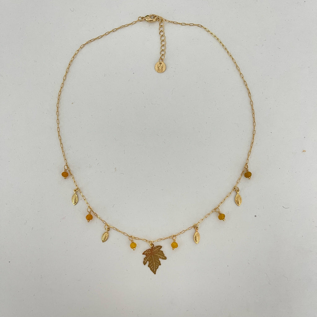 Leaf Jungle Charms Necklace - Yellow