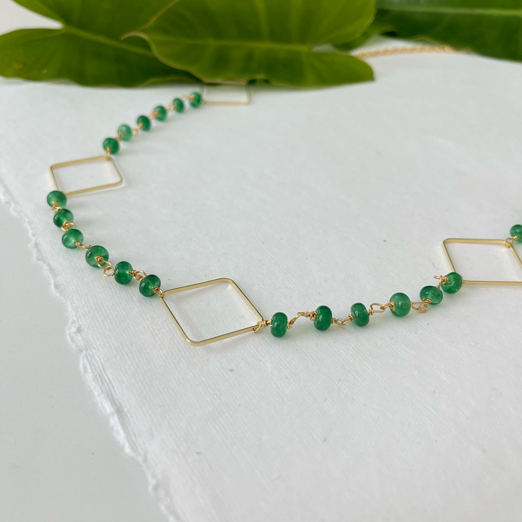 Green & Square Links Necklace