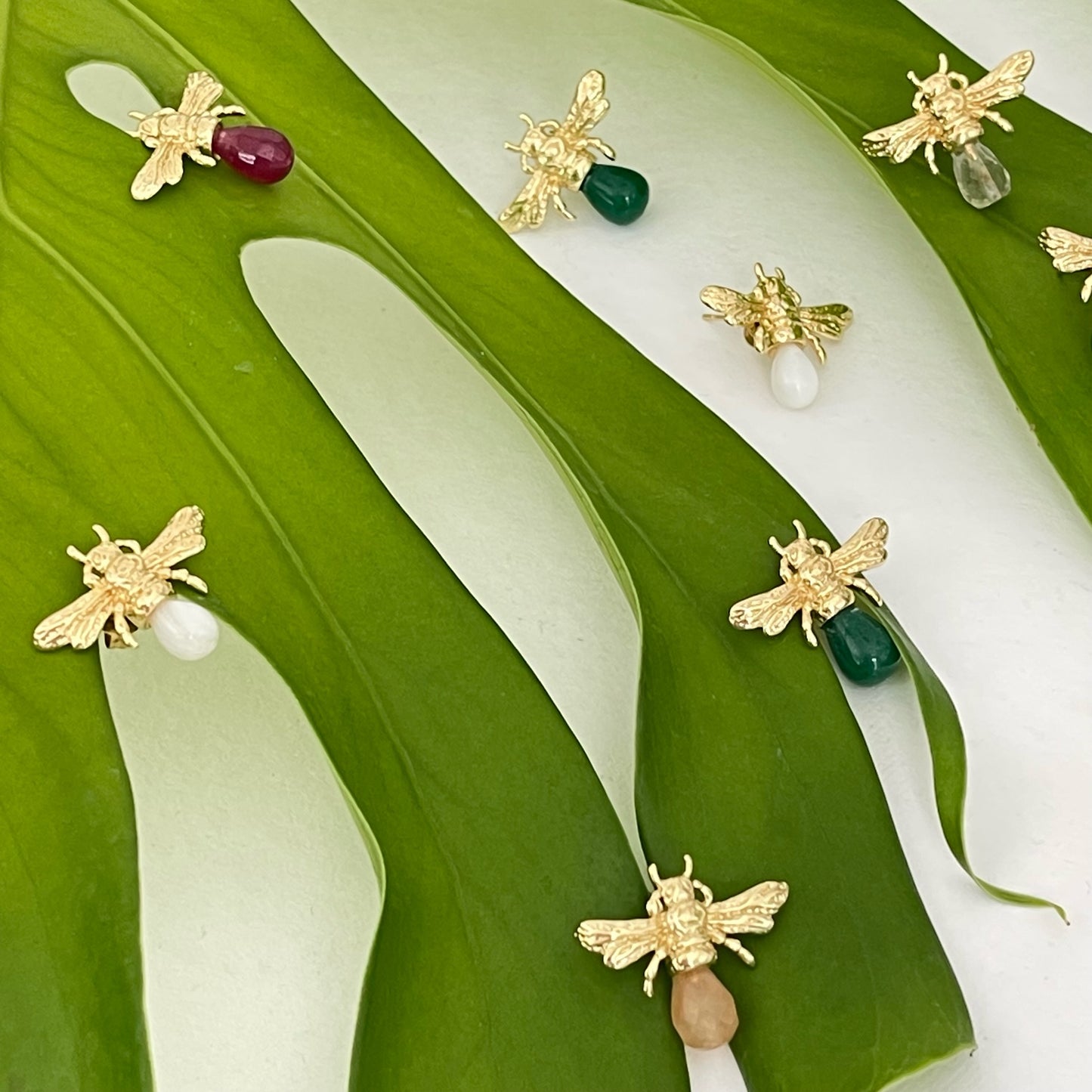 Bee Queen Earrings - White
