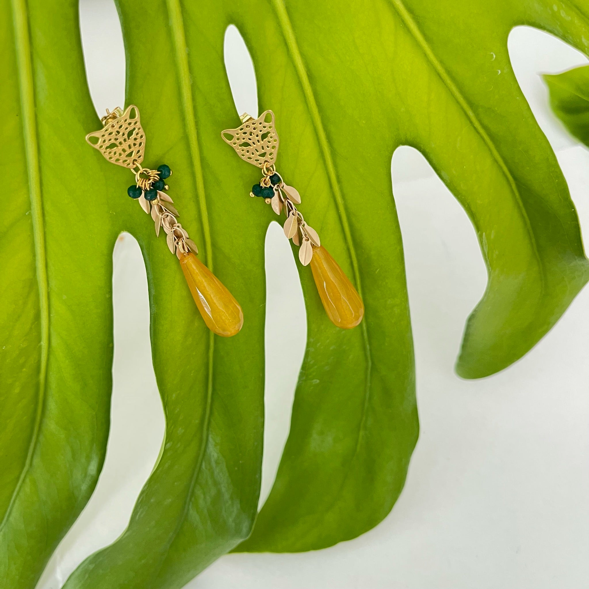 Jungle Tiger Earrings - Yellow