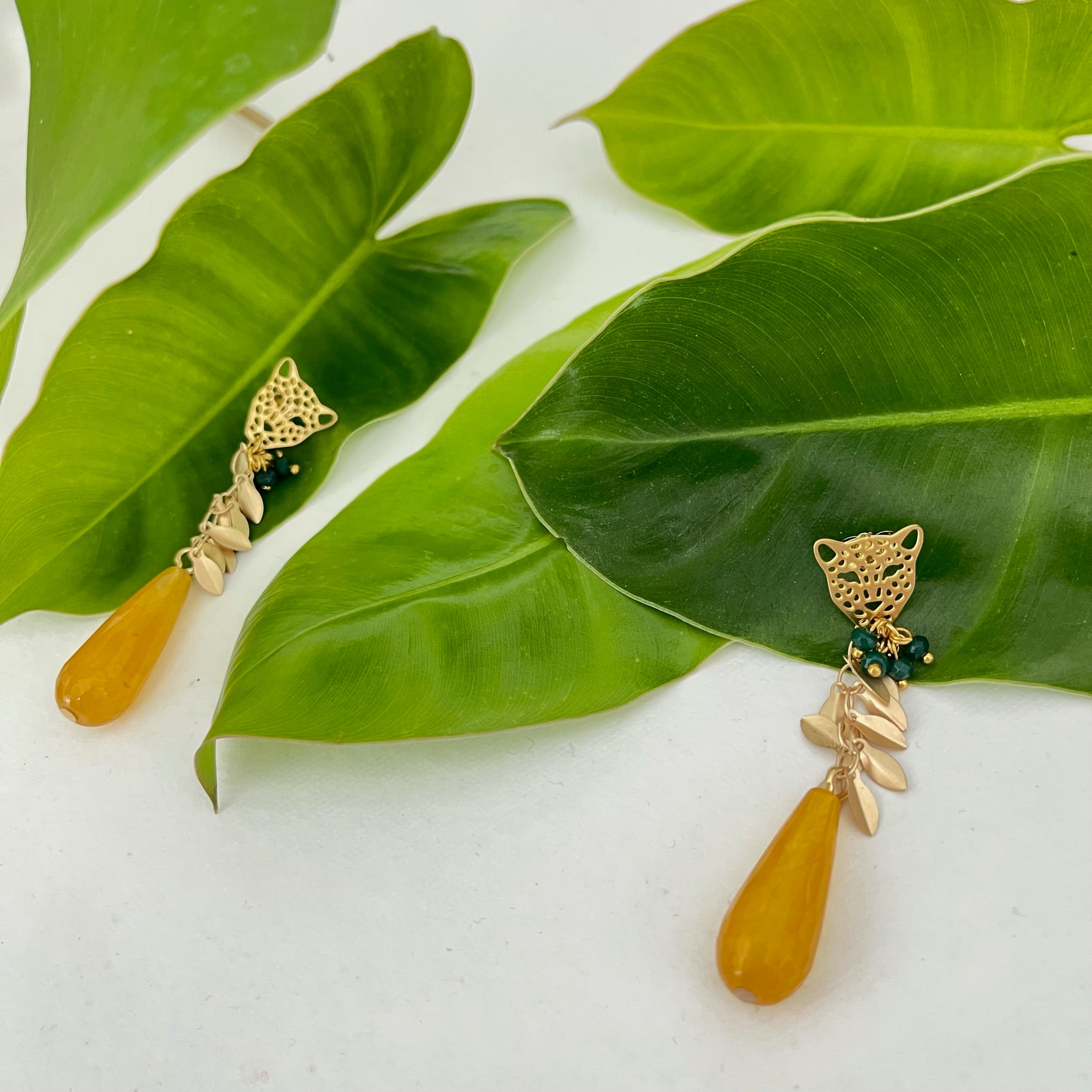 Jungle Tiger Earrings - Yellow