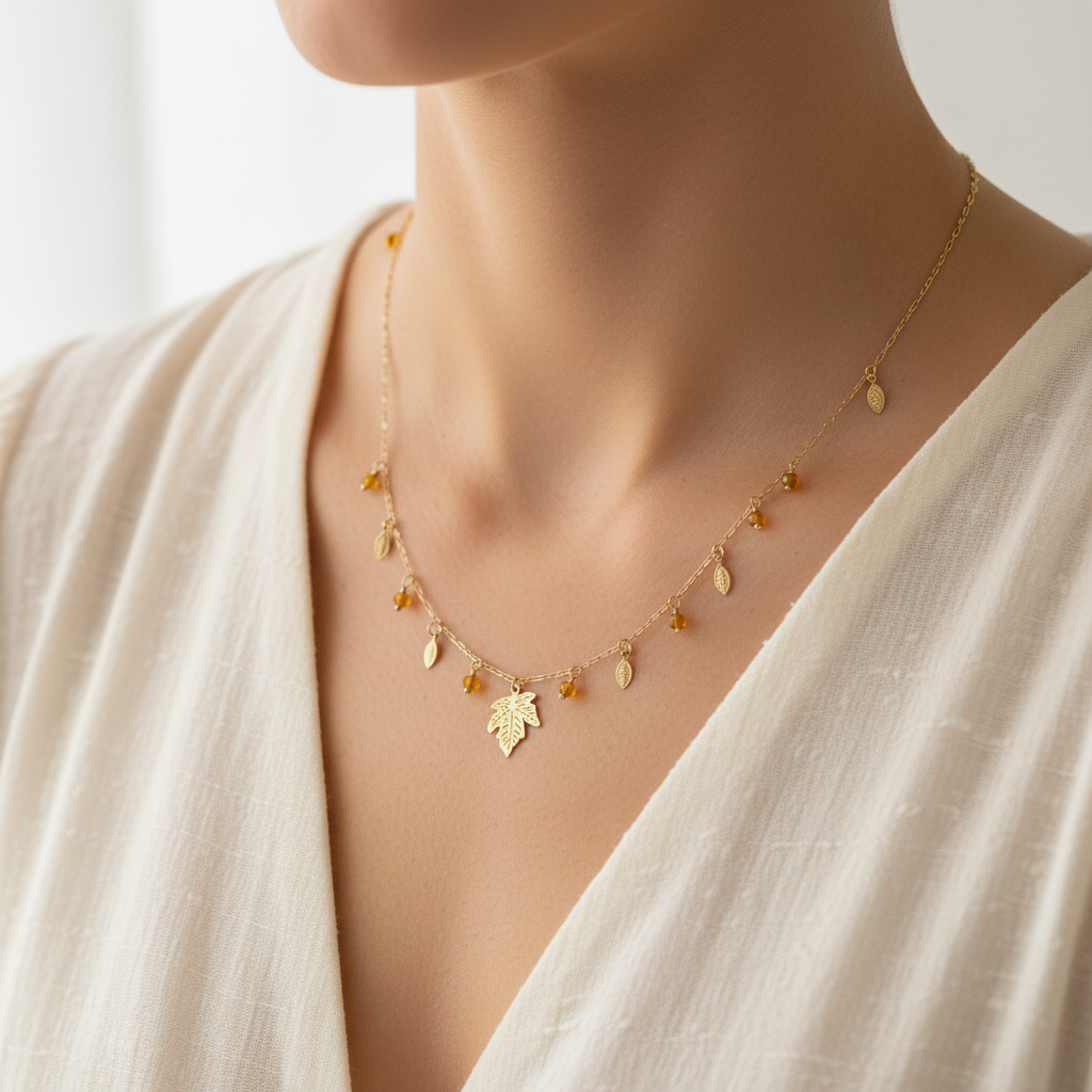 Leaf Necklace - Yellow