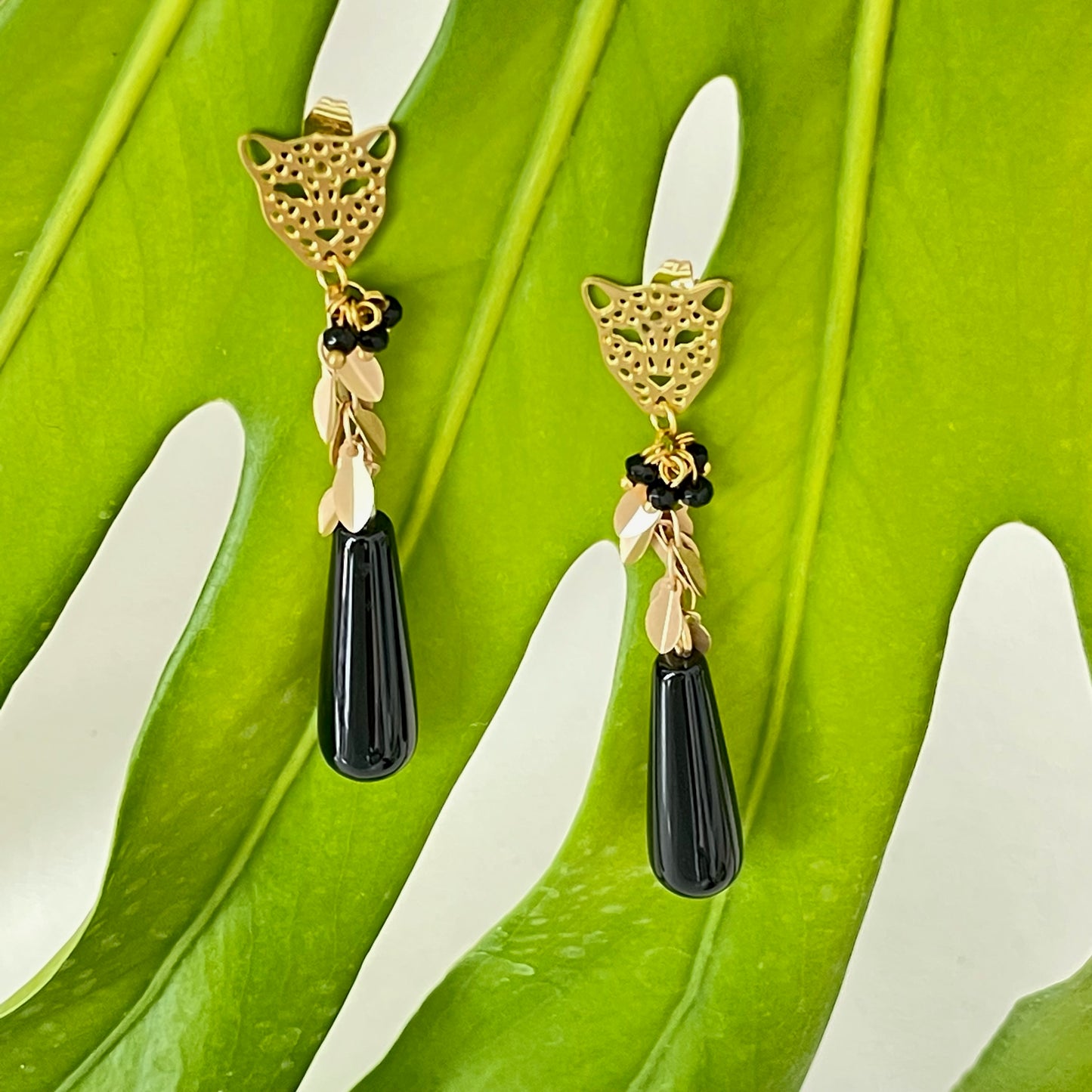 Jungle Tiger Earrings - Black